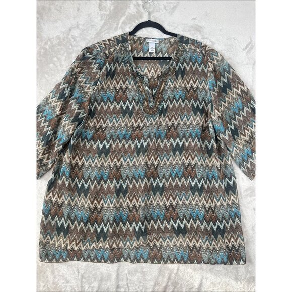 Women’s Catherine’s Blouse Multicolored Beaded Plus Size 3X - Picture 5 of 12